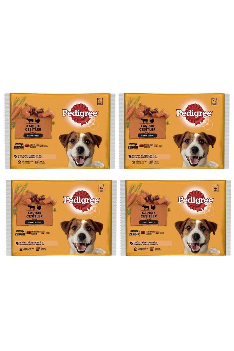 Pedigree  Etli Seçenekleri 4'lü Poşet Paket Yaş Mam 400 G 4x