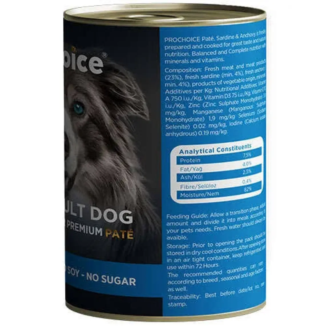 Pro Choice Sardalya Ve Hamsi Etli Şekersiz Ezme Yetişkin Köpek Konservesi 400gr