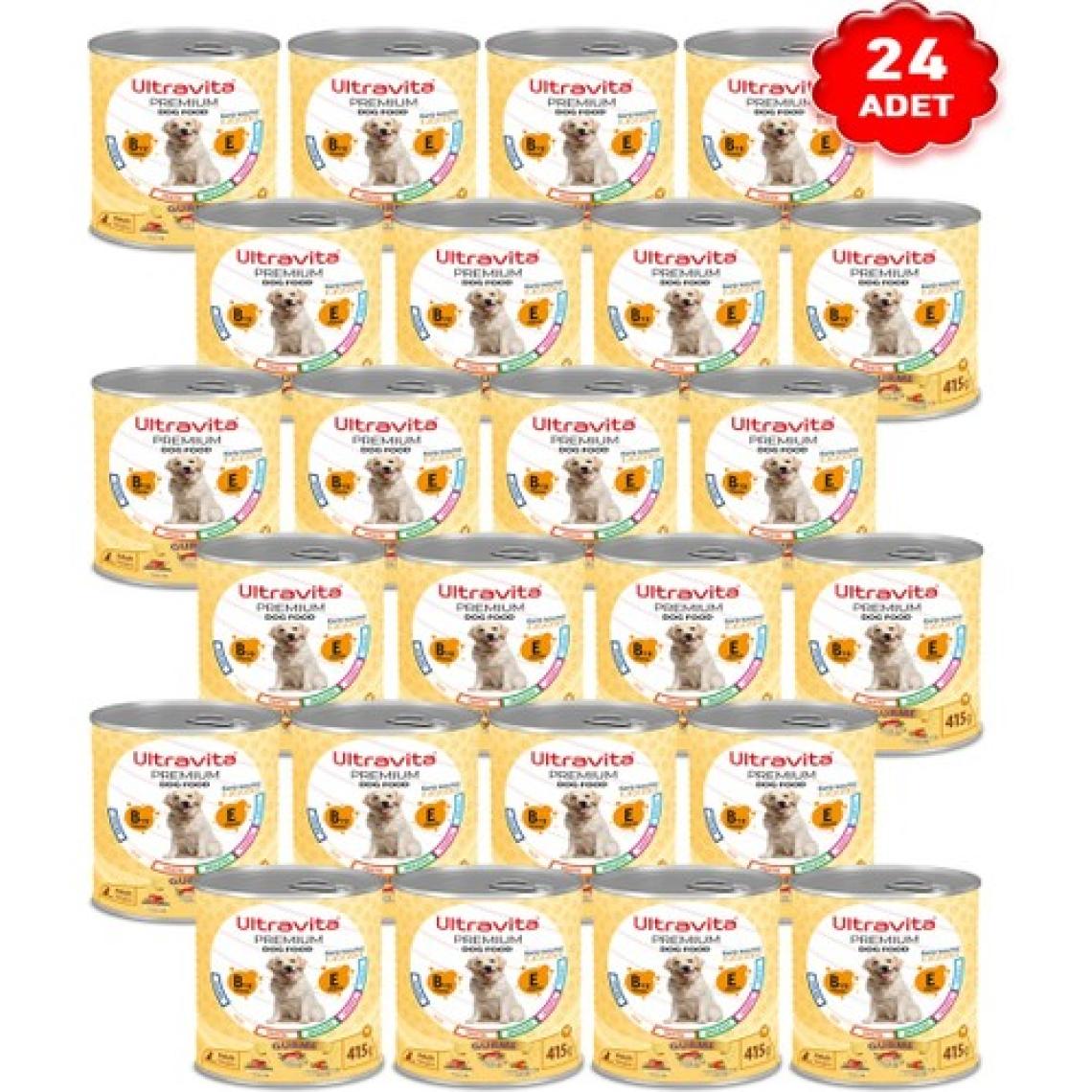Ultravita Premium Yüksek Proteinli Gurme Etli Konserve Yaş Köpek Maması 415GRX24 Adet