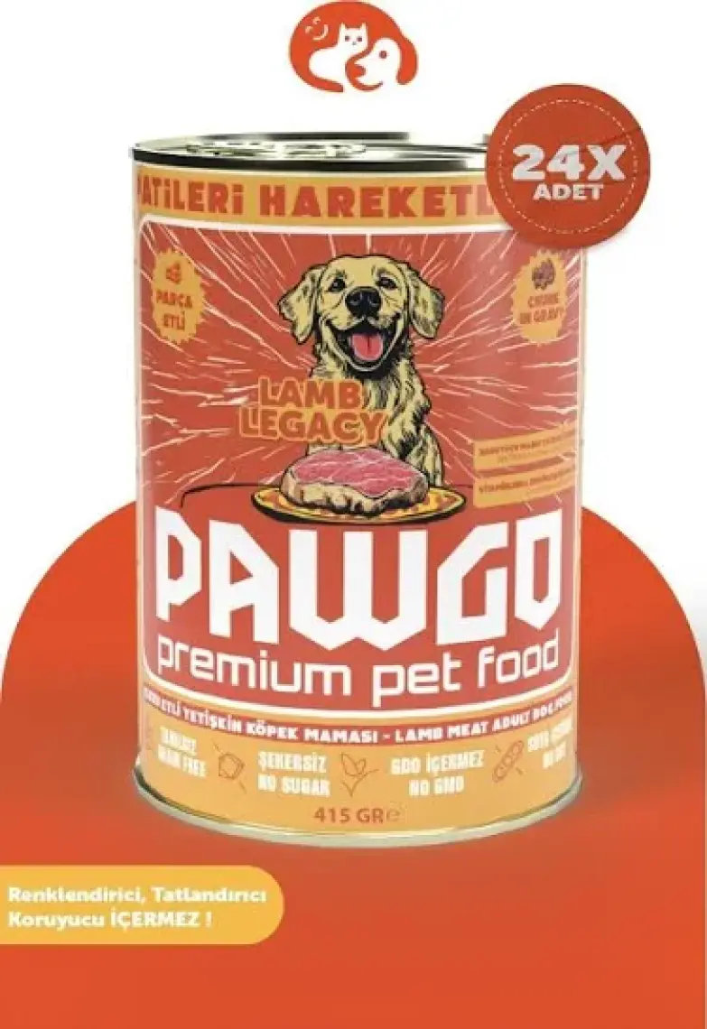 Pawgo Lamb Legacy | Kuzulu| 400 gr x 24 | Parça Etli | Köpek Yaş Mama