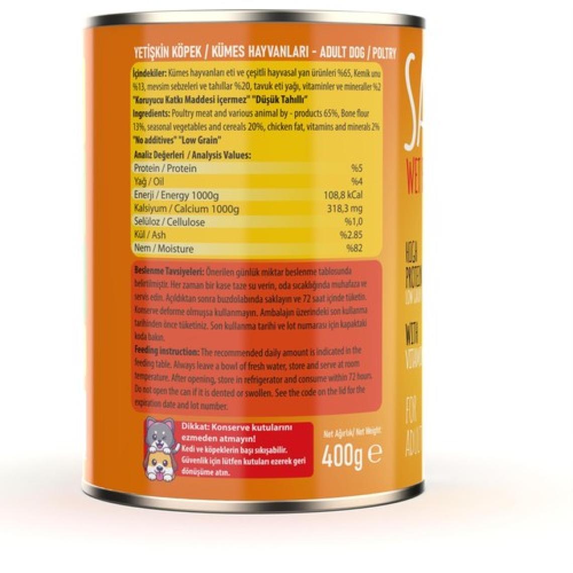 Sapphere Kümes Hayvanlı Yetişkin Köpek Maması Konserve 400 gr