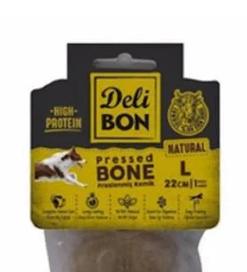 Delibon Deri Press Köpek Kemik Ödülü Medium Naturel 22 Cm 1 Adet
