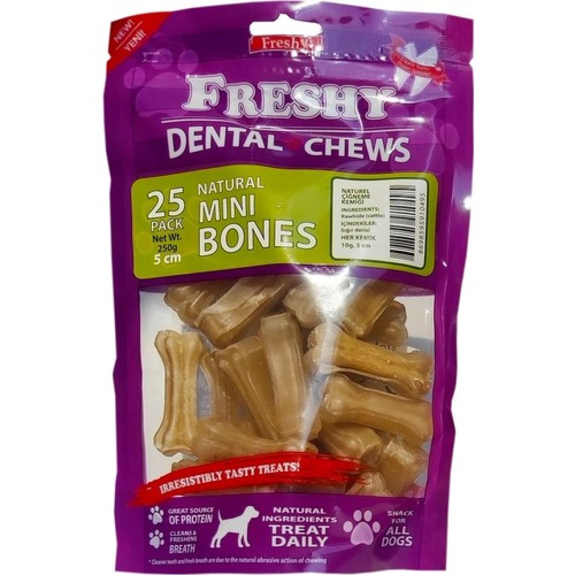 Freshy Dental Natürel Pres Köpek Kemirme Kemiği - 5 Santim - 25'li Paket - 250 Gram