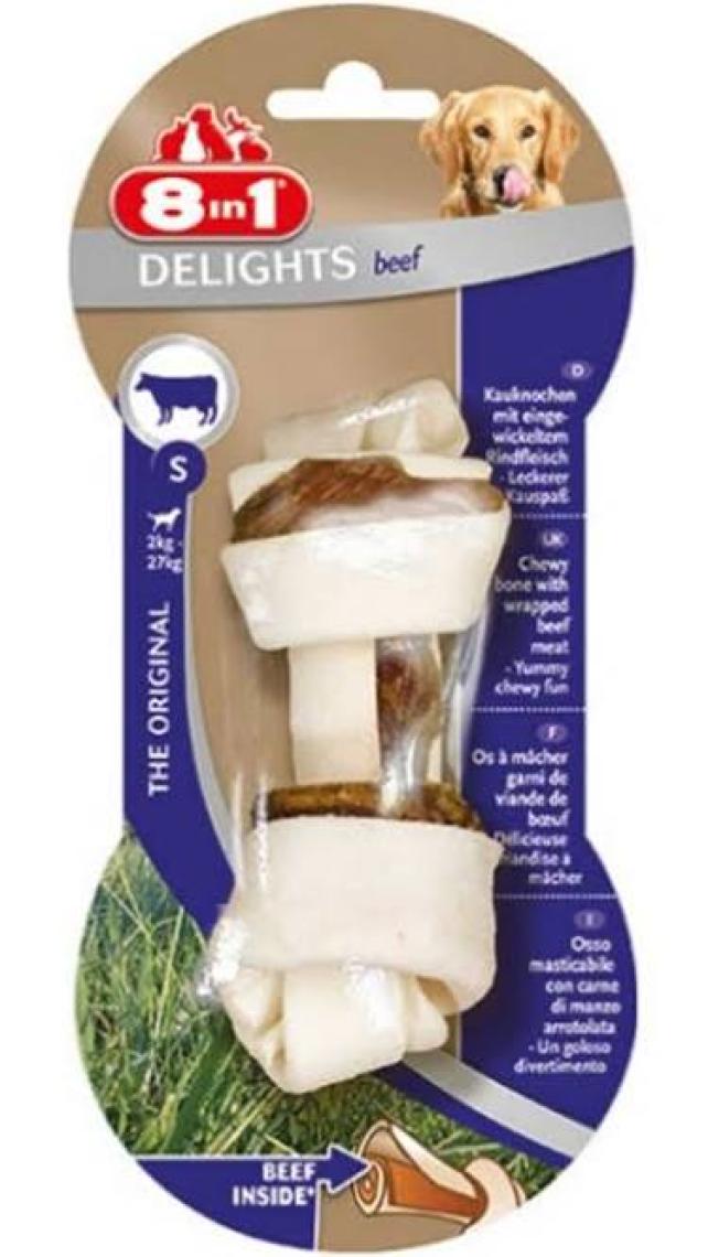 8in1 Delights Bones Biftekli Köpekler İçin Ağız Bakım Kemiği Large