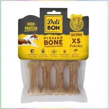 Delibon Deri Press Köpek Kemik Ödülü Xsmall Naturel 7 Cm 4 Adet