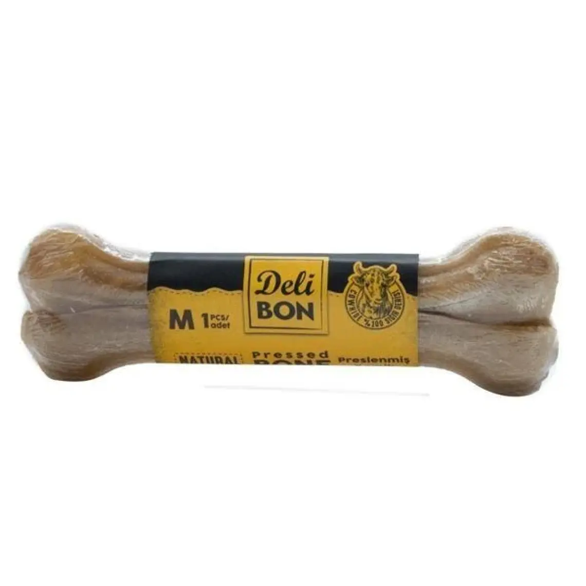 Delibon Deri Pres Vakumlu Kemik Köpek Ödülü Naturel 7 Cm 4 Adet