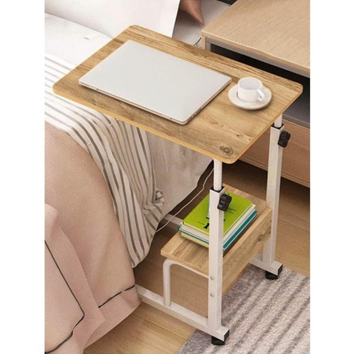 servetavcı Yükseklik Ayarlı ve Raflı Laptop ve Servis Sehpası - Atlantik Çam Beyaz (Tekerli) 60X40