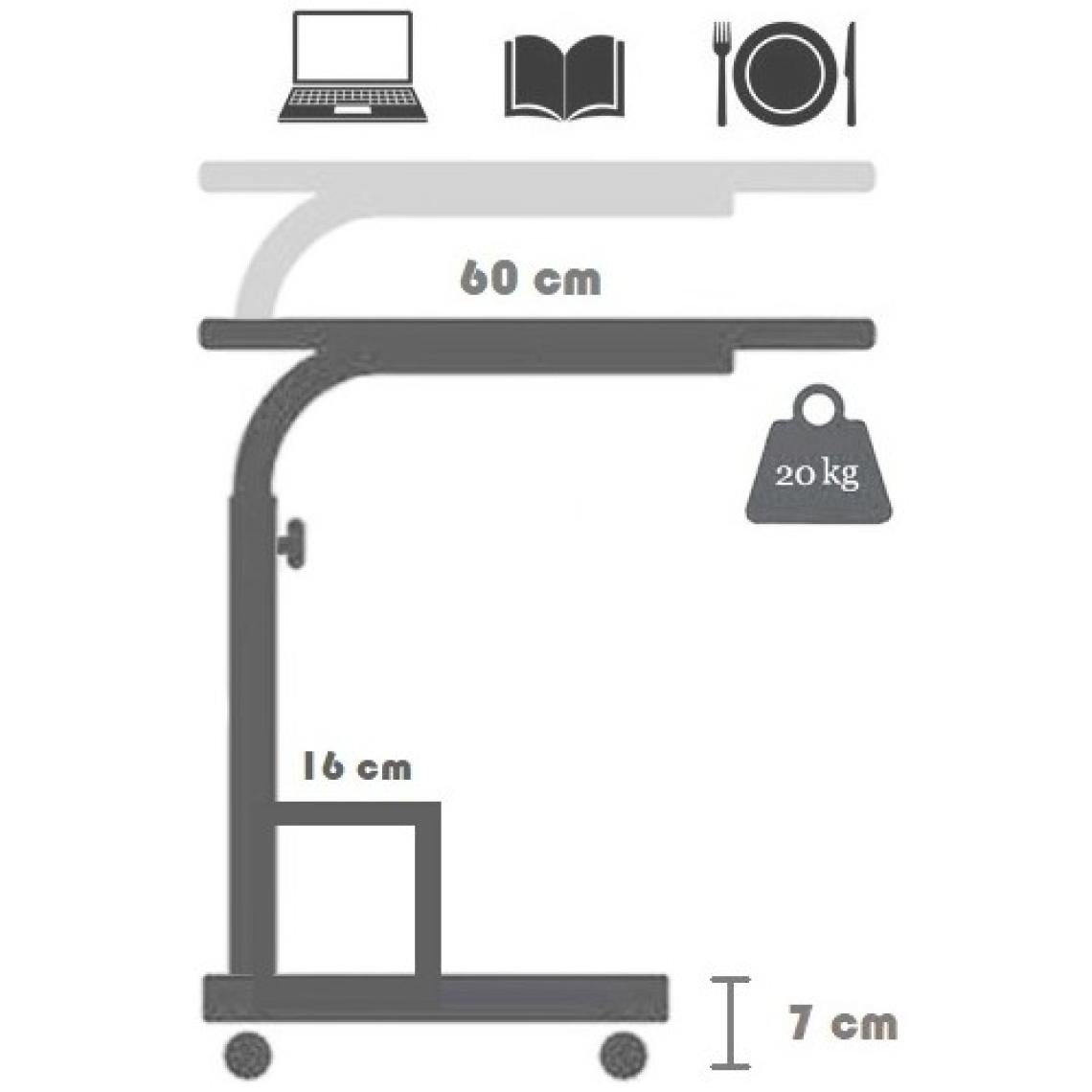 servetavcı Yükseklik Ayarlı ve Raflı Laptop ve Servis Sehpası - Atlantik Çam Beyaz (Tekerli) 60X40