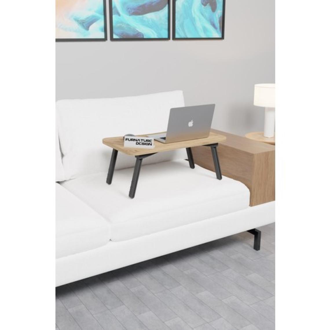 Furnature Design Katlanır Laptop Masası Sehpası Çalışma Yatak Kahvaltı Masası 60X35 cm Atlantik Çam