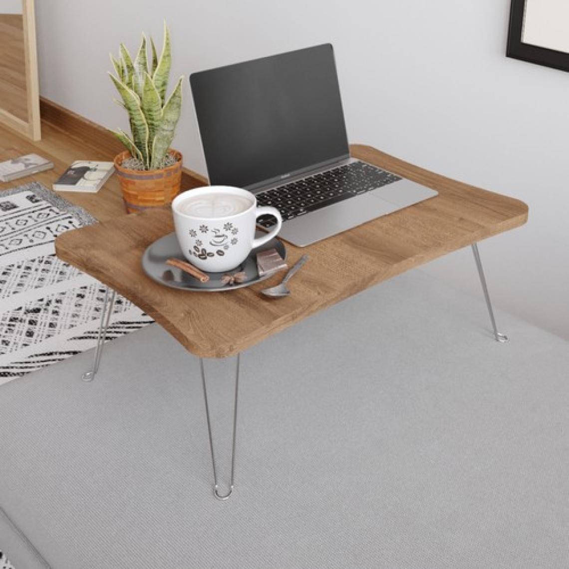 Taşınabilir Katlanır Yatak Koltuk Üstü Hasta Servis Laptop Bilgisayar Çalışma Sehpası - Ceviz