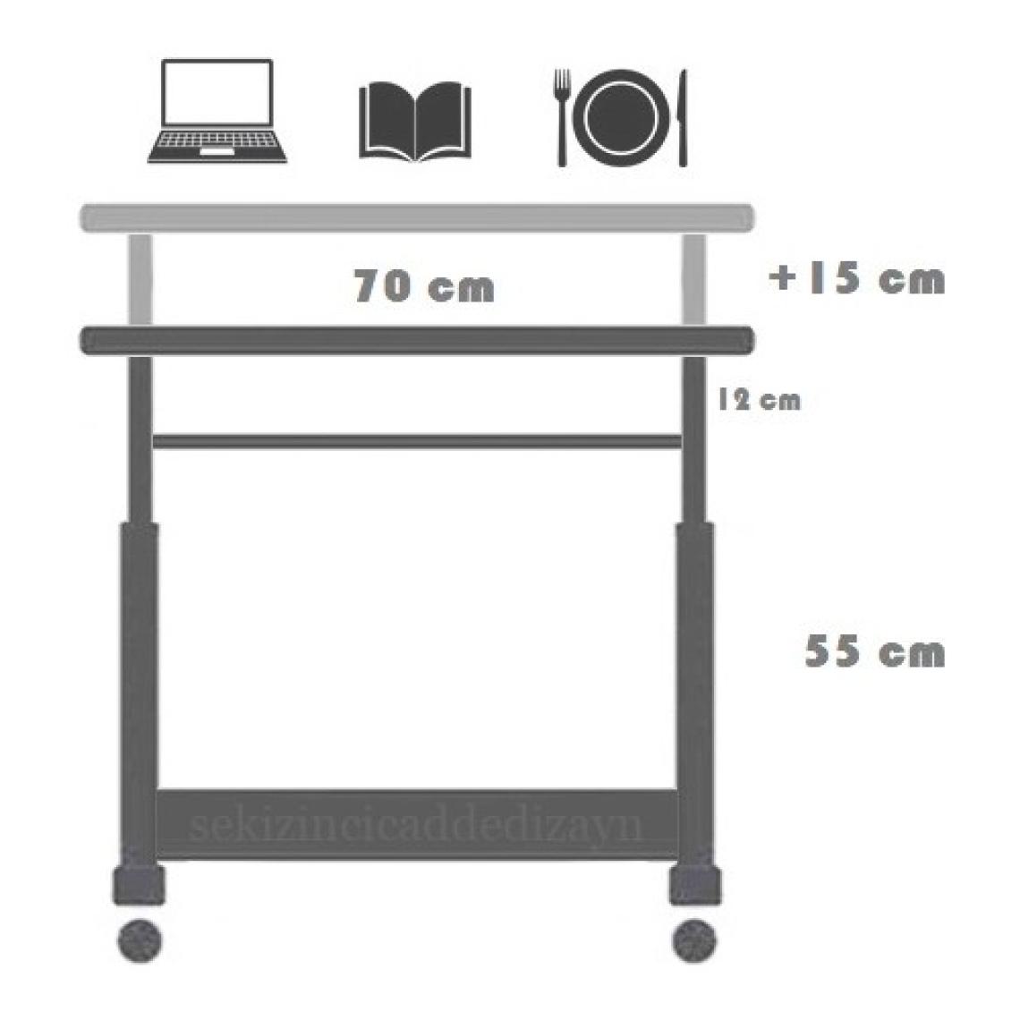 servetavcı Yükseklik Ayarlı ve Klavyelikli Laptop Sehpası ve Çalışma Masası - Atlantik Çam (Tekerli) Oval Kenar