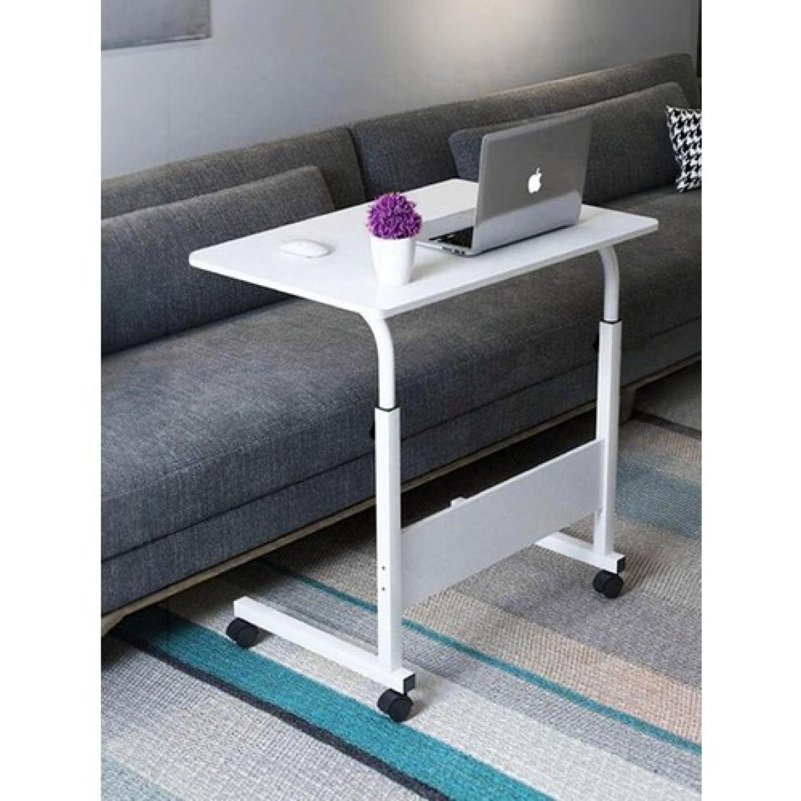 servetavcı Esil Yükseklik Ayarlı Laptop Sehpası ve Çalışma Masası - Beyaz (Tekerli) Oval Kenar - 70X40
