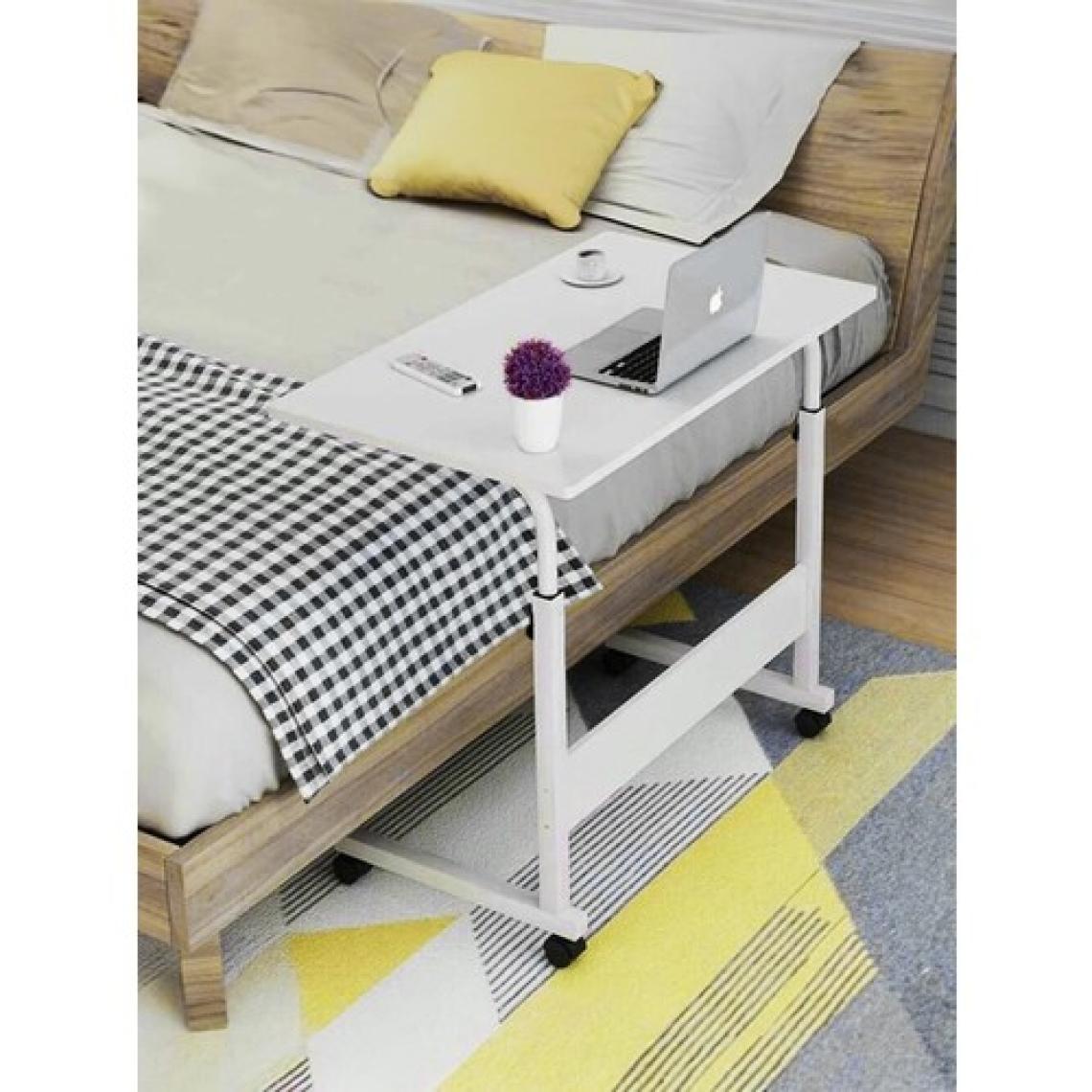 servetavcı Esil Yükseklik Ayarlı Laptop Sehpası ve Çalışma Masası - Beyaz (Tekerli) Oval Kenar - 70X40