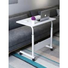 servetavcı Esil Yükseklik Ayarlı Laptop Sehpası ve Çalışma Masası - Beyaz (Tekerli) Oval Kenar - 70X40