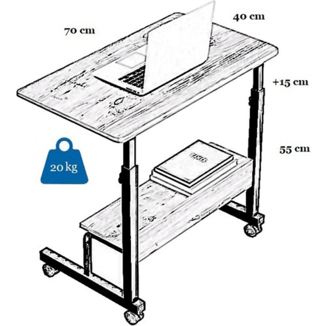 servetavcı Esil Yükseklik Ayarlı Raflı Laptop Sehpası ve Çalışma Masası - Antrasit (Tekerli) 70X40