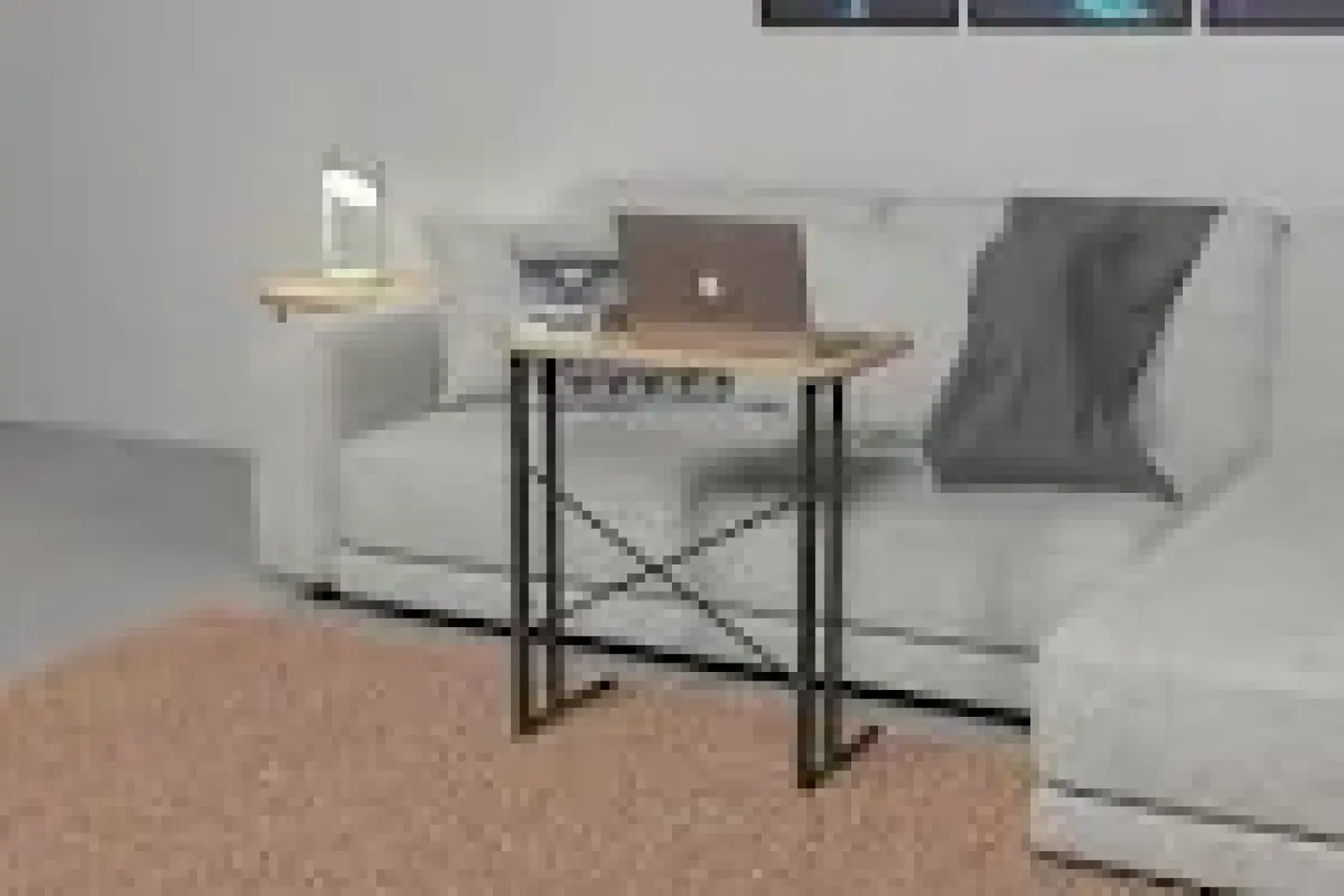 Furnature Design Metal Ayaklı Laptop Sehpası Kahvaltı Masası Çalışma Sehpası Atlantik Çam 60X35