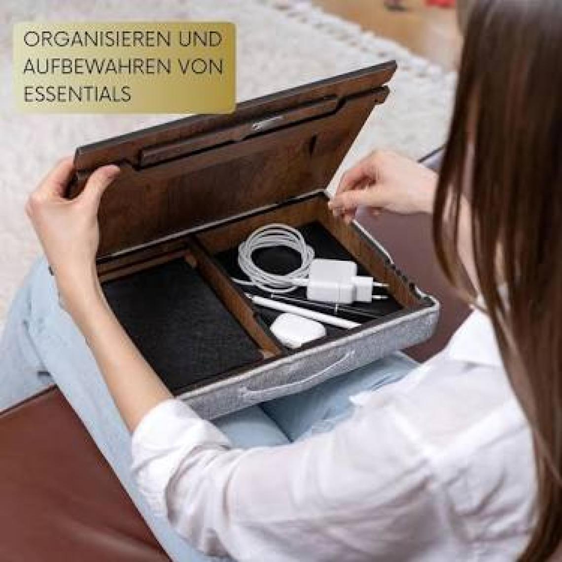 Vigo Wood - Eğim Ayarlanabilir Çekmeceli Mousepad Minderli Laptop Sehpası - Ceviz LS051