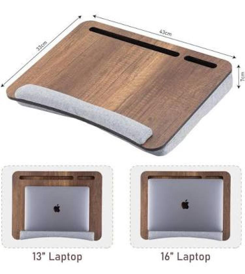 Vigo Wood - Eğim Ayarlanabilir Çekmeceli Mousepad Minderli Laptop Sehpası - Ceviz LS051
