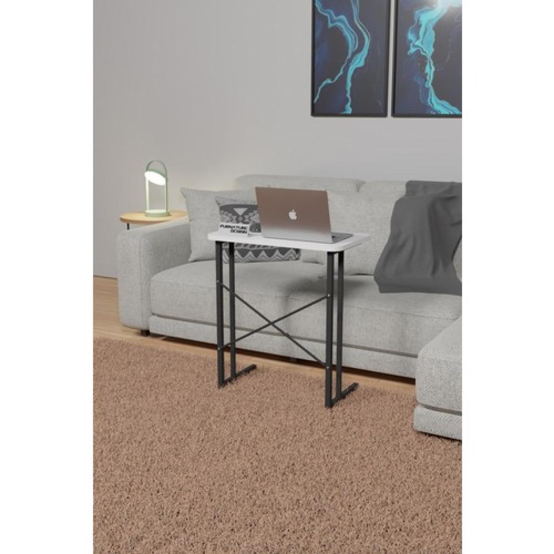Furnature Design Metal Ayaklı Laptop Sehpası Kahvaltı Masası Çalışma Sehpası 60X35 - Beyaz