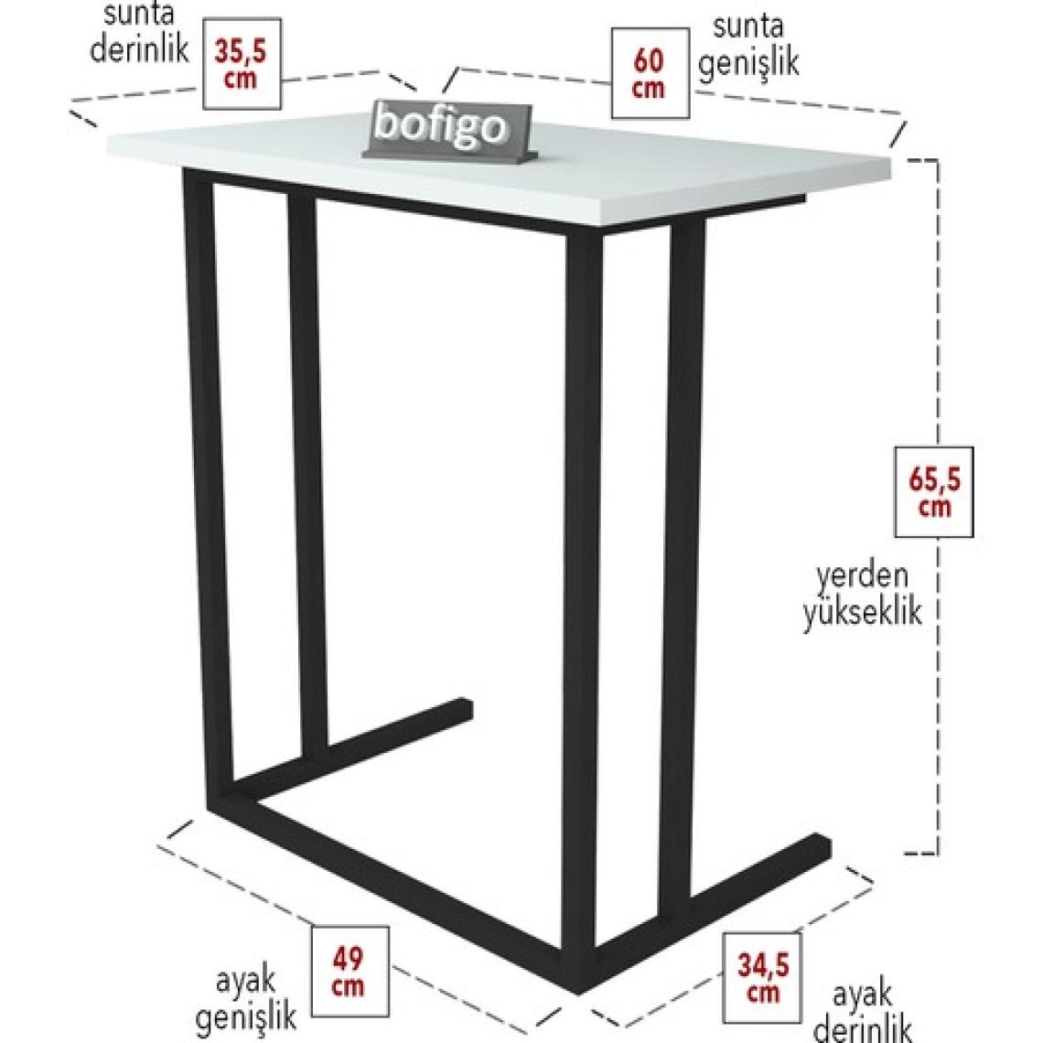 Bofigo Metal Ayaklı Laptop Sehpası Kahvaltı Masası Çalışma Sehpası Beyaz