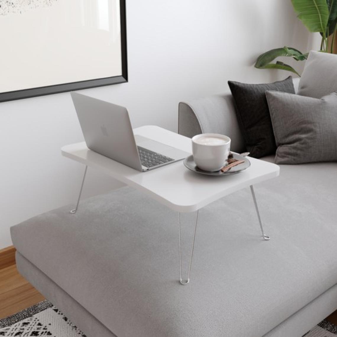 Taşınabilir Katlanır Yatak Koltuk Üstü Hasta Servis Laptop Bilgisayar Çalışma Sehpası - Düz Beyaz