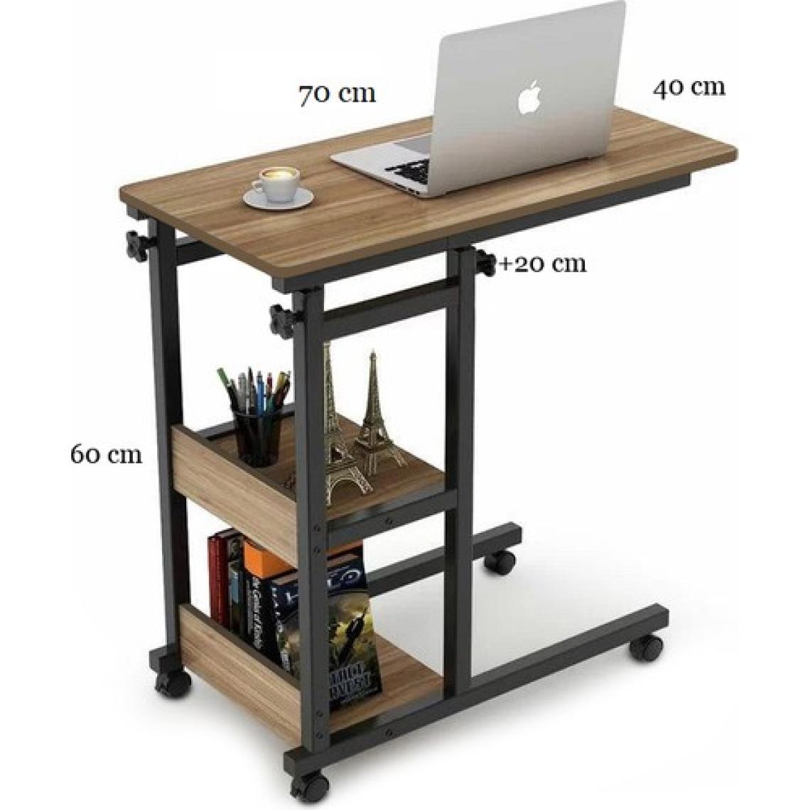 servetavcı Yükseklik Ayarlı Raflı Laptop Sehpası ve Çalışma Masası - Atlantik Çam (Tekerli) 70X40