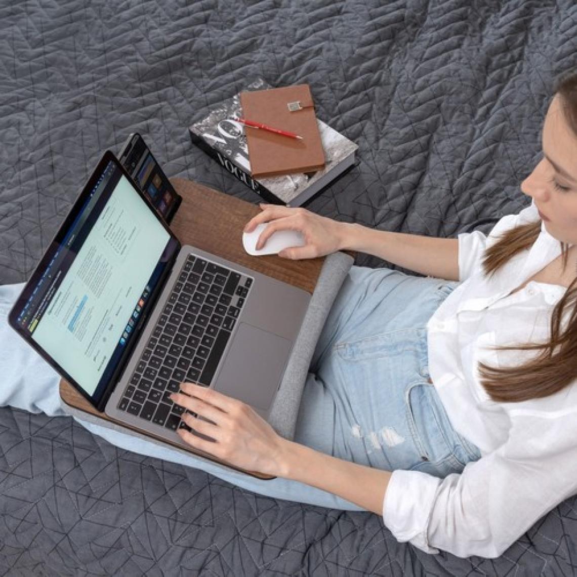 Vigo Wood Minderli Laptop Sehpası 13" ve 15.6" Taşınabilir Notebook, Tablet ve Telefon Bölmeli Masa