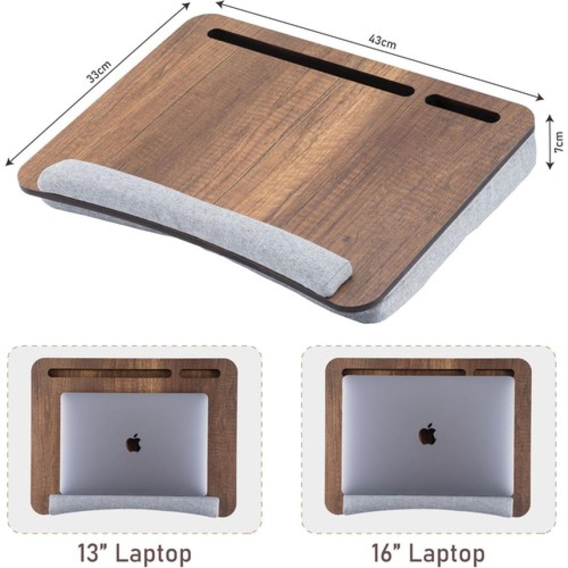 Vigo Wood Minderli Laptop Sehpası 13" ve 15.6" Taşınabilir Notebook, Tablet ve Telefon Bölmeli Masa