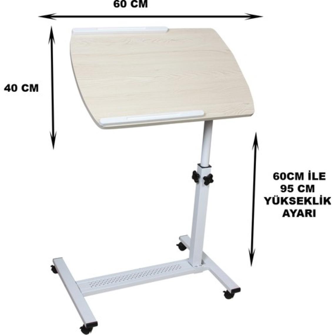 Hodbehod Koltuk Kenarı Yükseklik ve Eğim Ayarlı Tekerlekli Laptop Sehpası Bilgisayar Masası