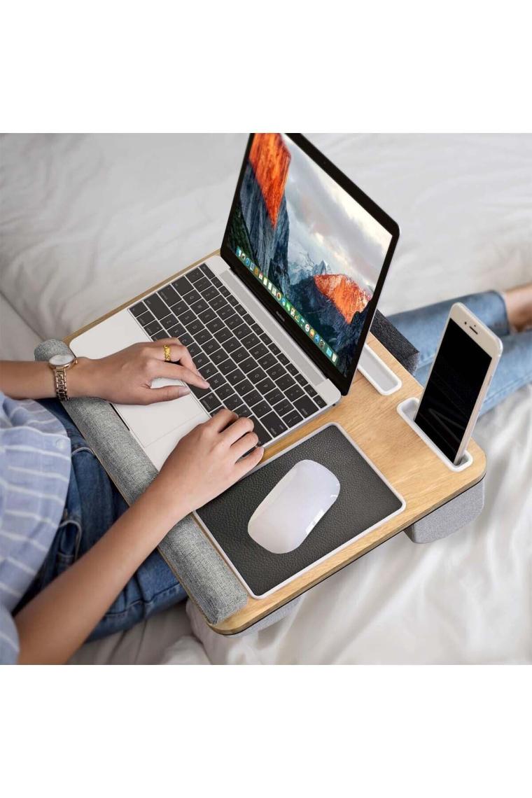 Portatif Laptop Sehpası Tablet Bölmeli Yastıklı Notebook Masası