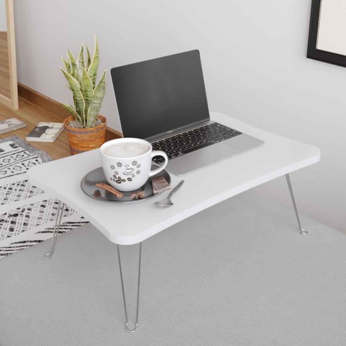 Taşınabilir Katlanır Yatak Koltuk Üstü Hasta Servis Laptop Bilgisayar Çalışma Sehpası - Düz Beyaz