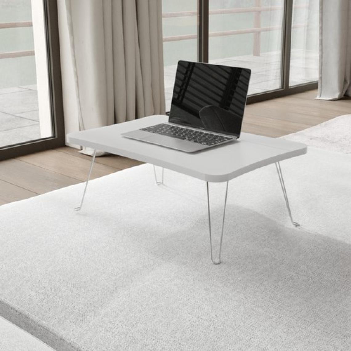 Taşınabilir Katlanır Yatak Koltuk Üstü Hasta Servis Laptop Bilgisayar Çalışma Sehpası - Düz Beyaz
