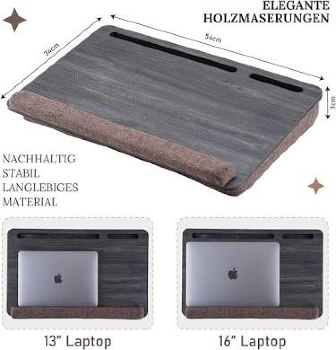 Vigo Wood Minderli Laptop Sehpası 15.6" ve 17.3" Taşınabilir Notebook, Tablet ve Telefon Bölmeli Masa
