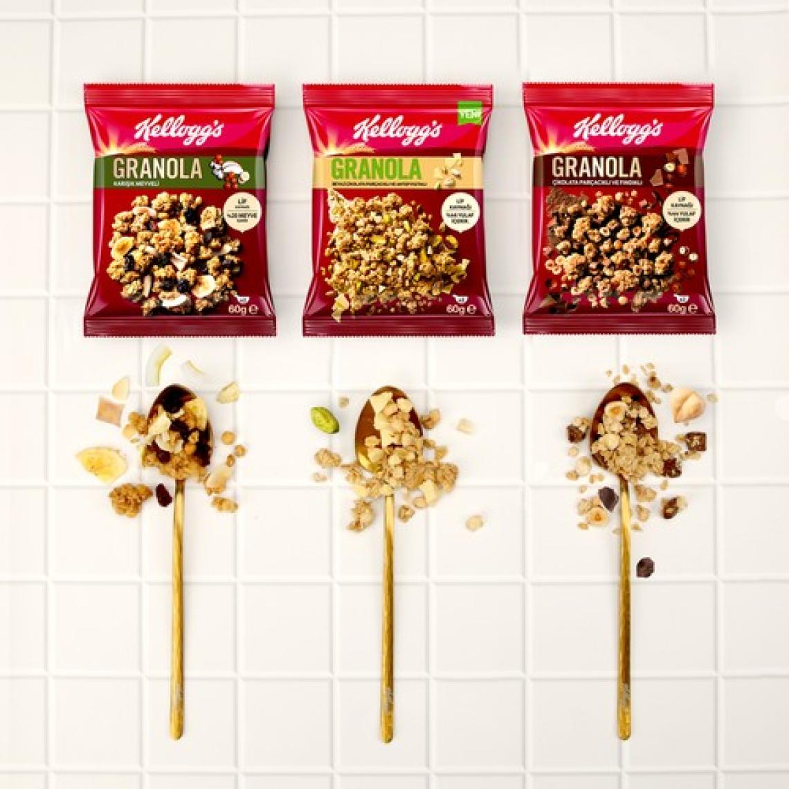 Kellogg's Granola Çikolata Parçacıklı ve Fındıklı 60 Gr x 10 Adet, 44% Yulaf İçerir