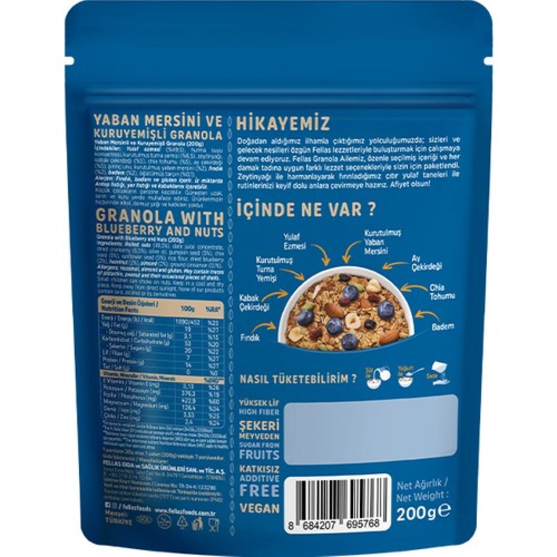 Fellas Granola 2'li Paket - Yaban Mersini & Kuruyemişli 200g + Fındık & Kakaolu 200g