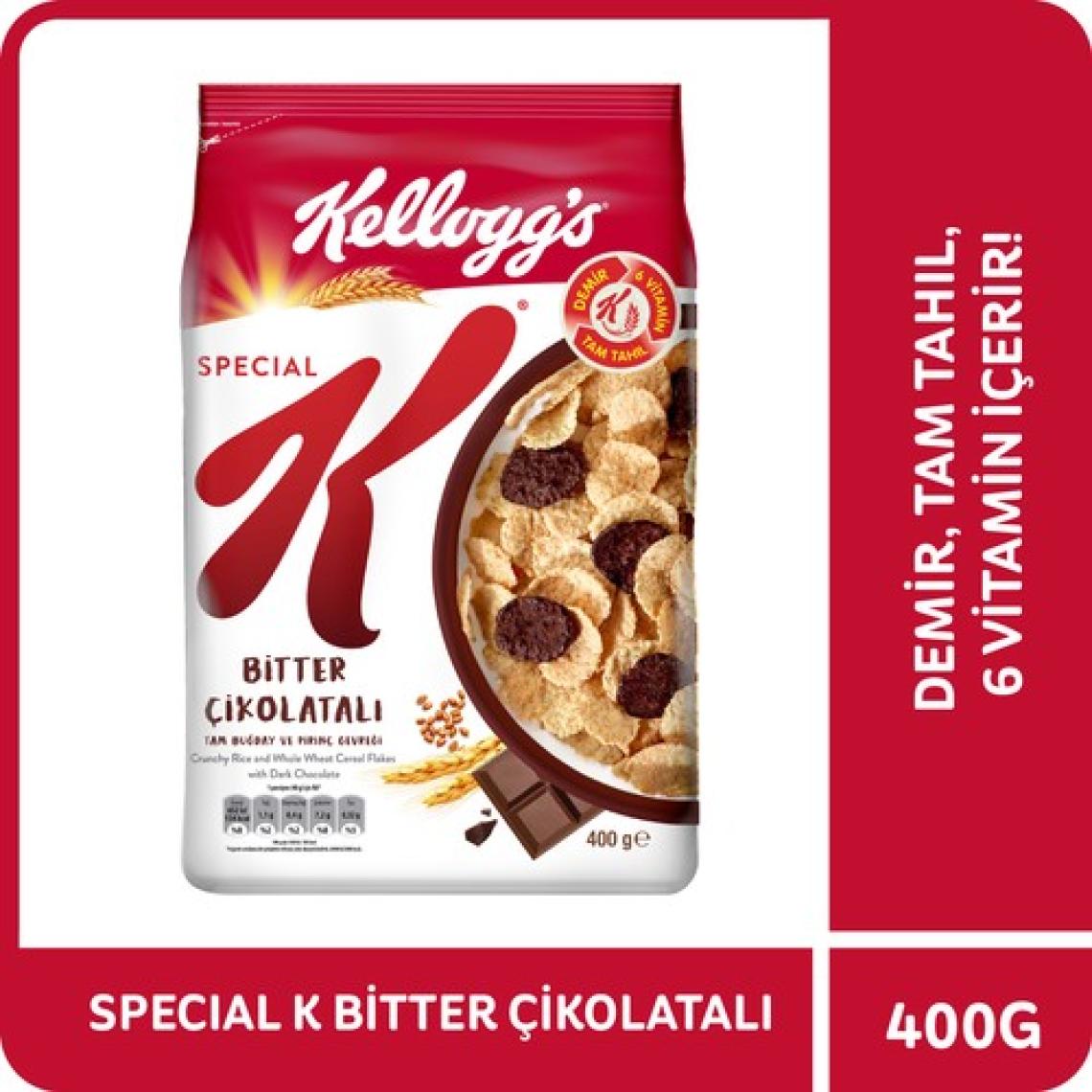 Kellogg's Special K Bitter Çikolatalı Tam Buğday ve Pirinç Gevreği 400 Gr