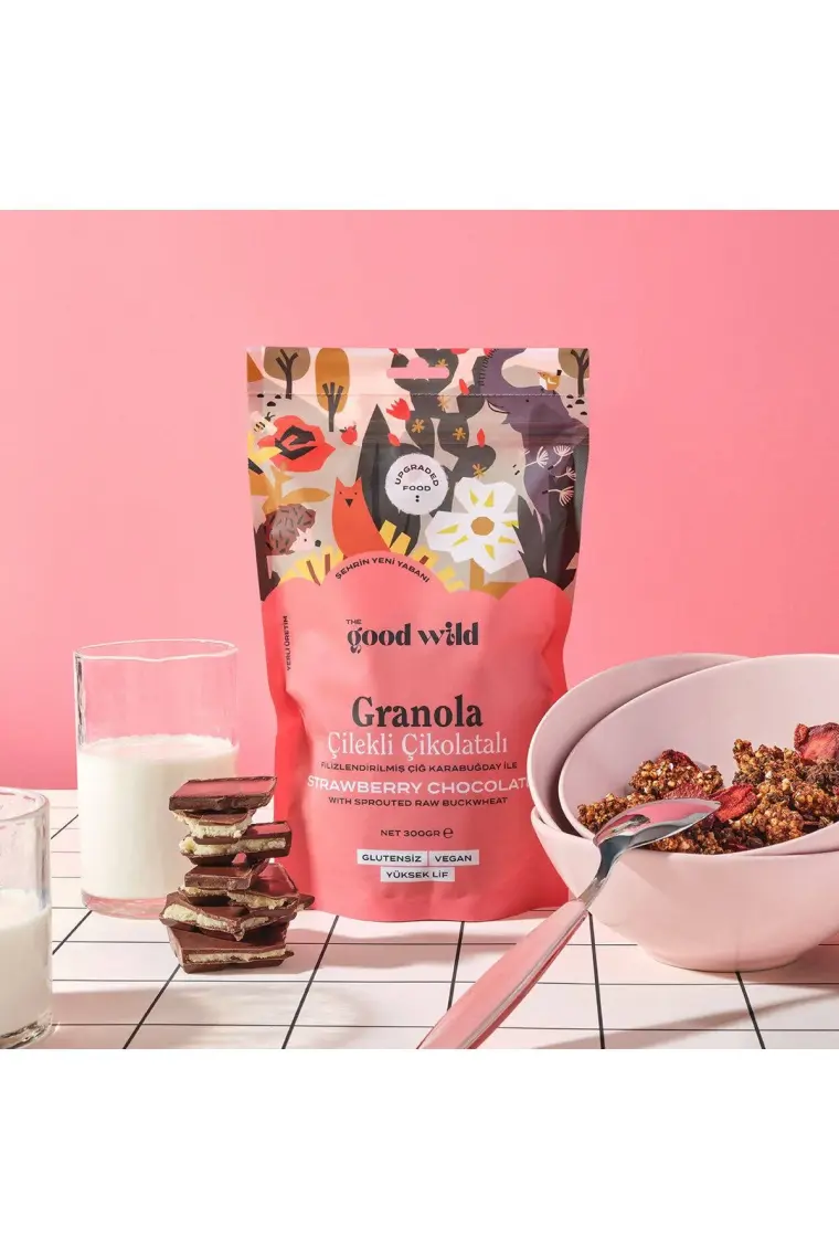 The Good Wild Glütensiz, İlave Şekersiz Granola Çilekli Çikolatalı 5'li Süper Paket