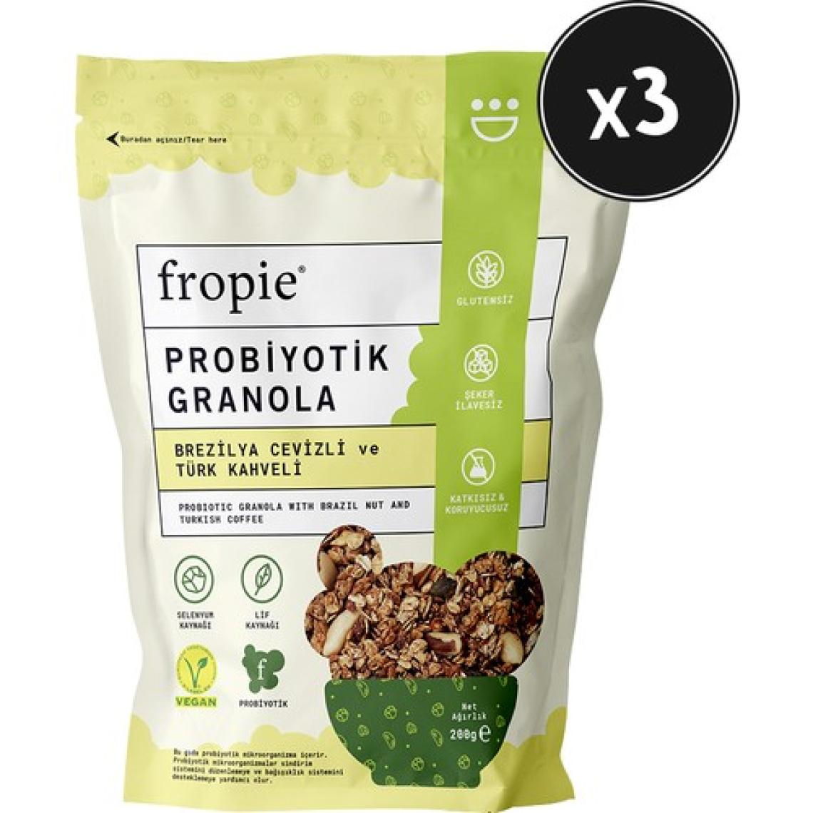 Fropie Probiyotik Granola  Brezilya Cevizi & Kahve 200 gr x 3 Adet