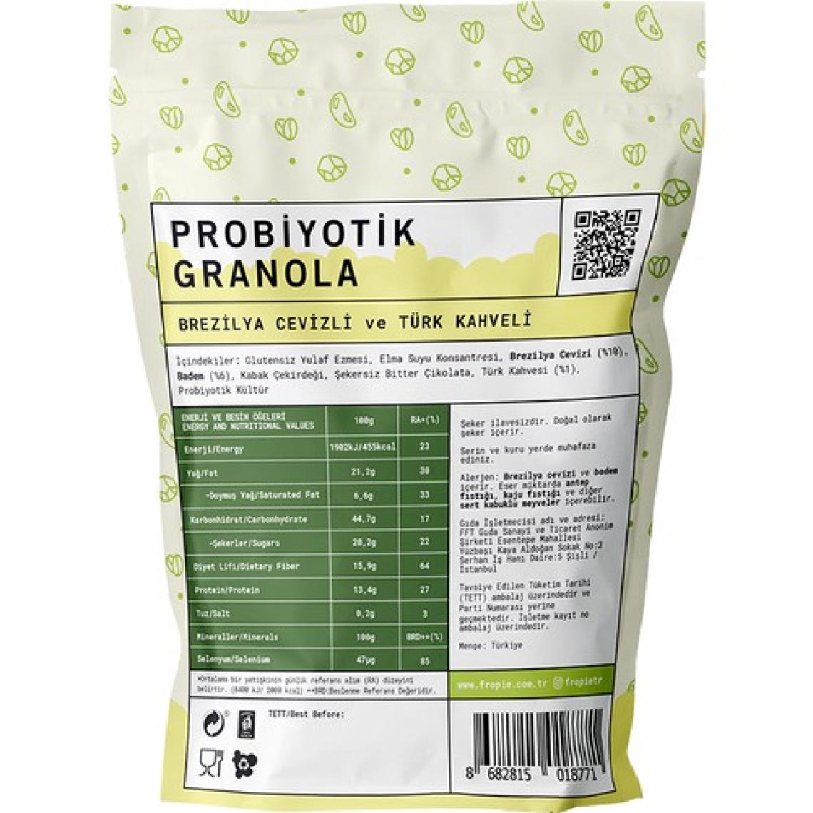 Fropie Probiyotik Granola  Brezilya Cevizi & Kahve 200 gr x 3 Adet