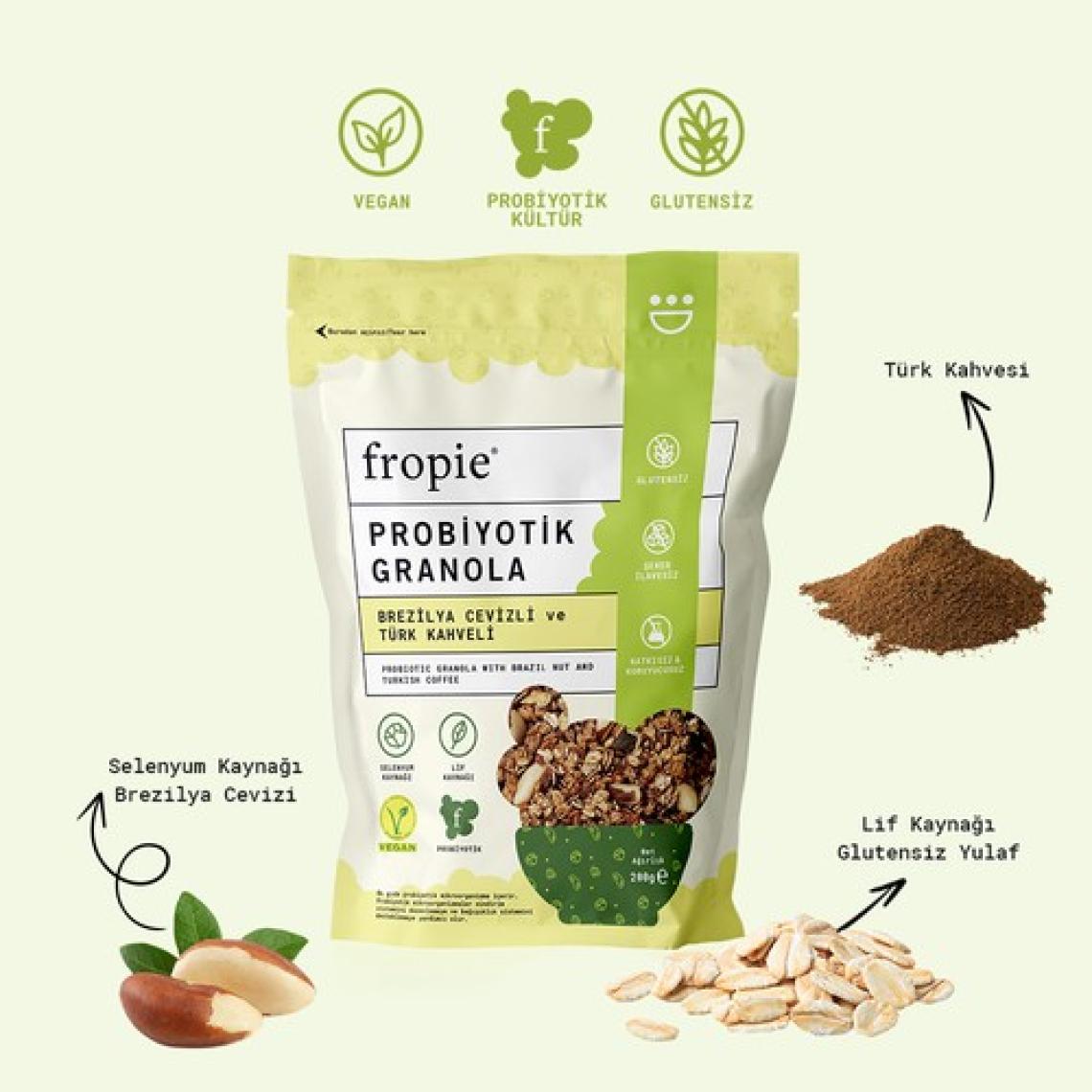 Fropie Probiyotik Granola  Brezilya Cevizi & Kahve 200 gr x 3 Adet