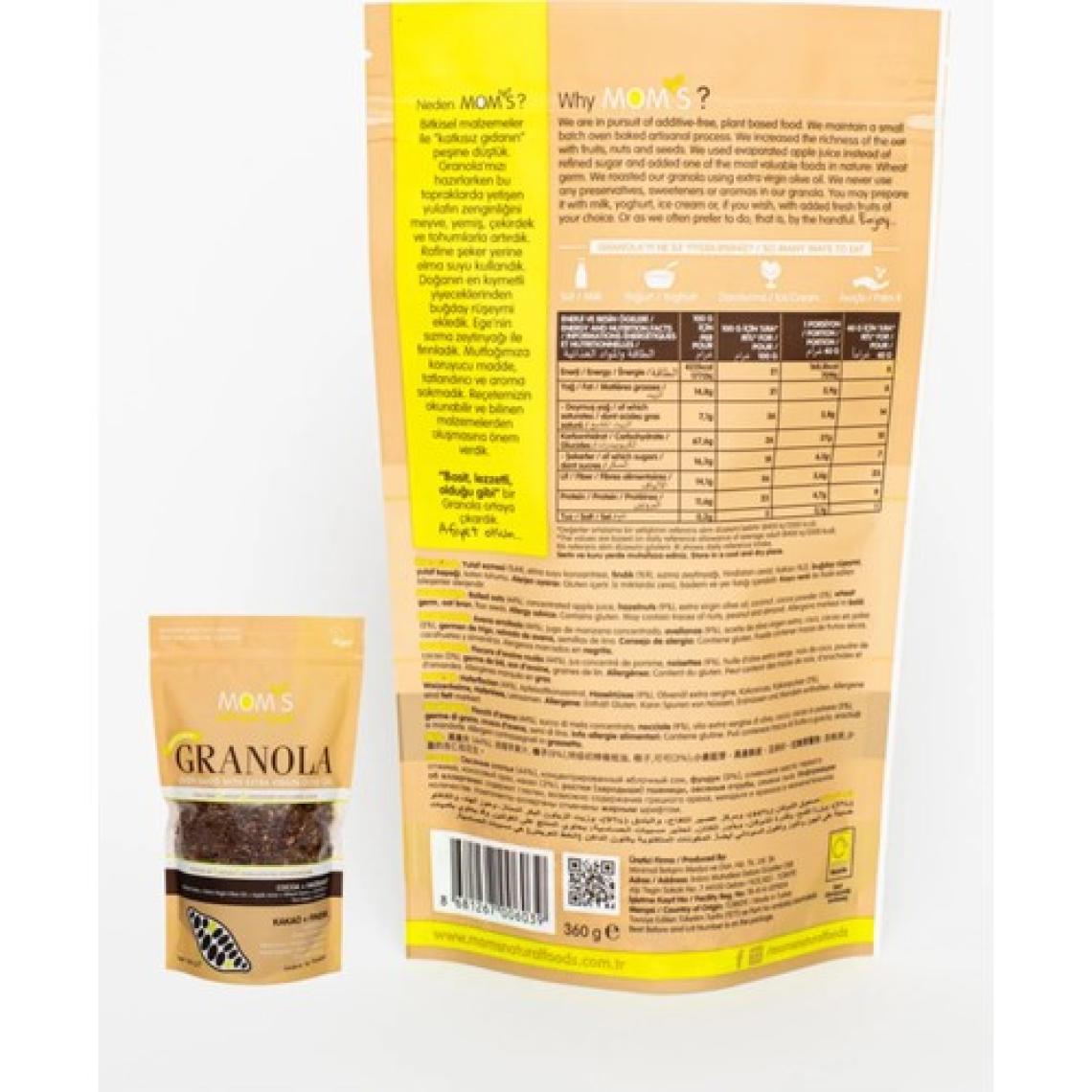 Mom's Natural Foods 2'li Kakao - Fındık Granola 360 G