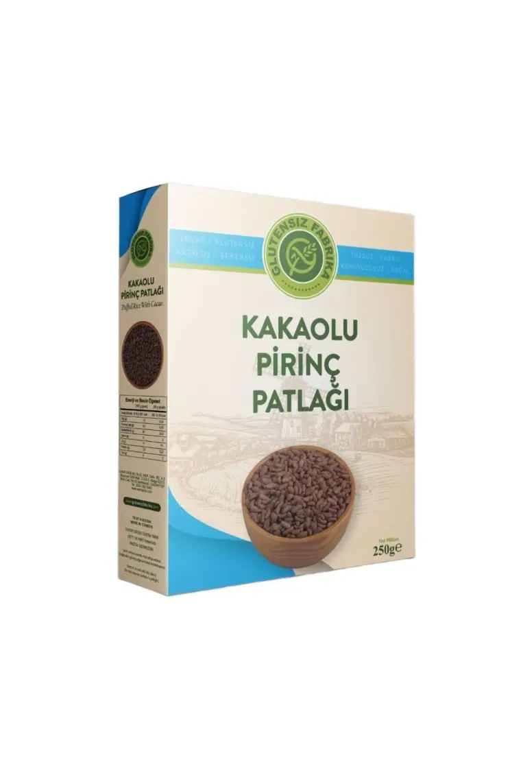 Glutensiz Fabrika Kakaolu Pirinç Patlağı 250 g (Glütensiz & Vegan)