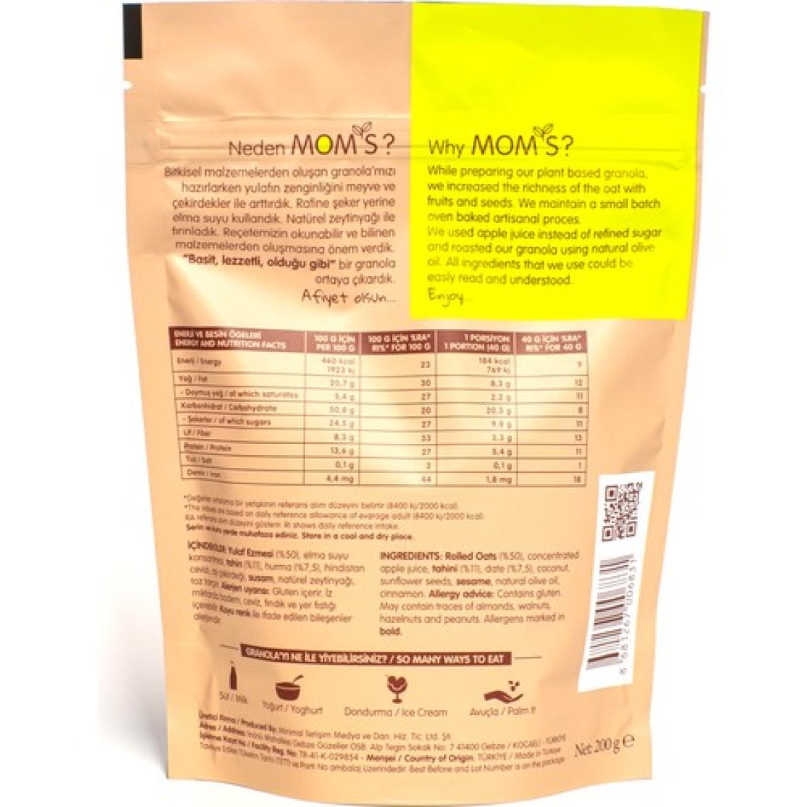 Mom's Natural Foods Tahin & Hurma Granola 200 gr