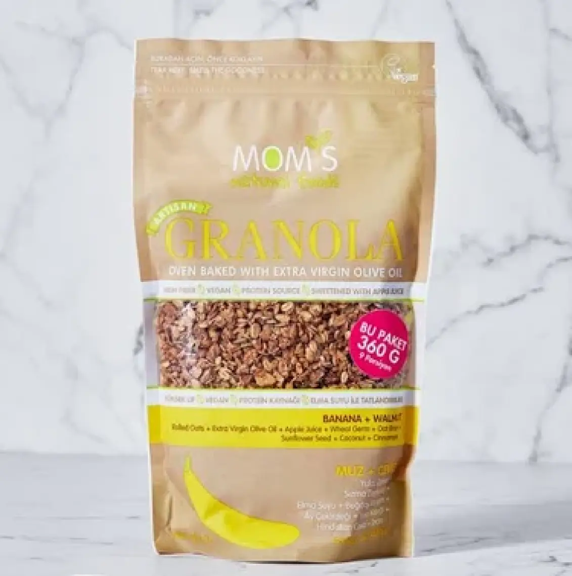 Mom's Natural Foods Muz & Ceviz Granola 360 G