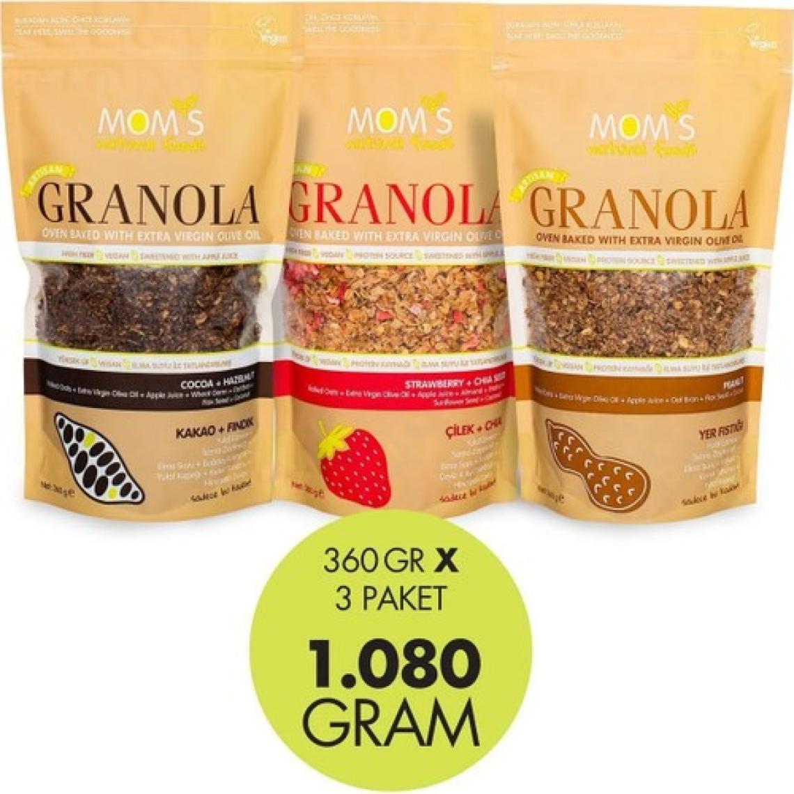 Mom's Natural Foods 3'lü granola Kakao360G / Çilek360G / YerF360G
