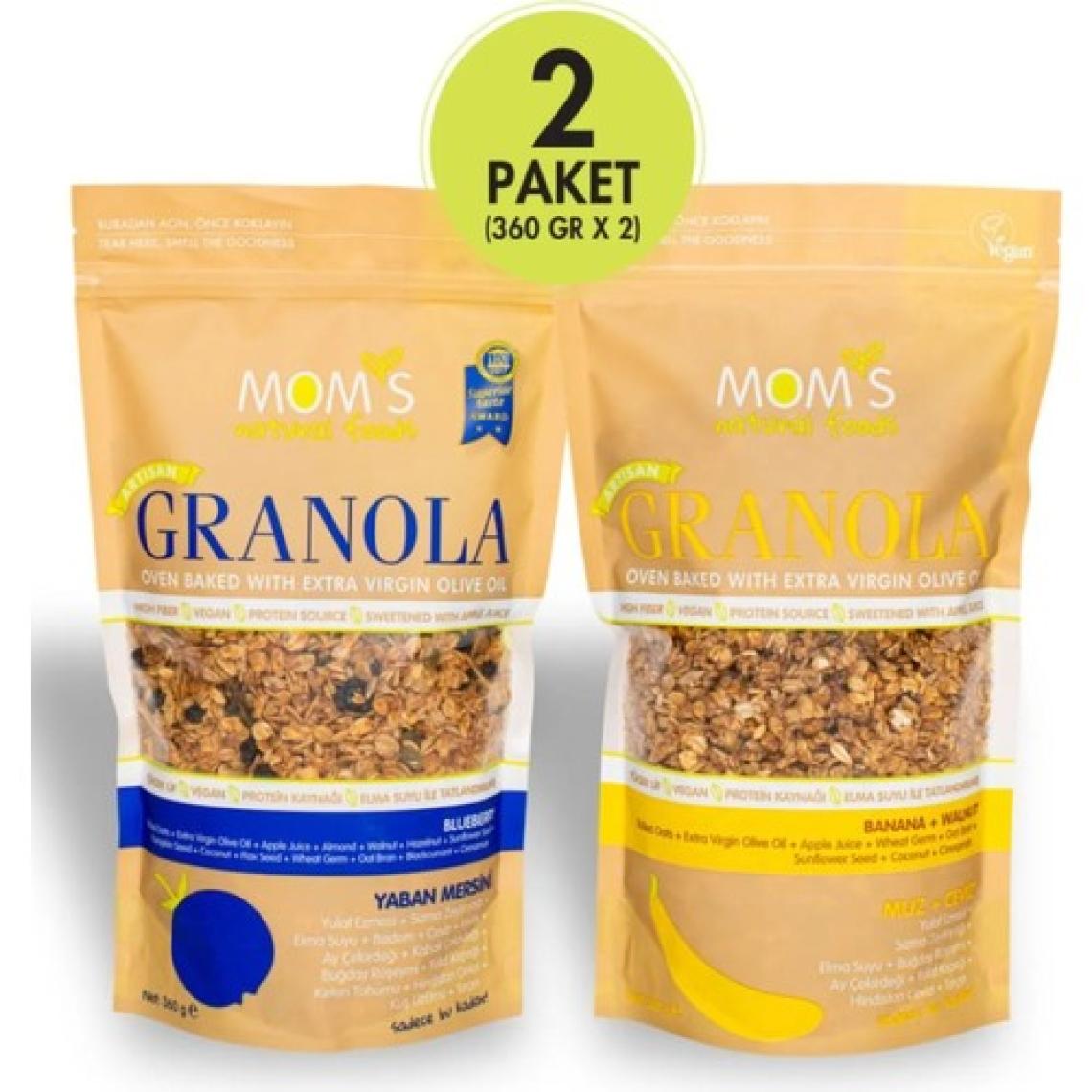 Mom's Natural Foods 2'Lİ GRANOLA - YABANMERSİNİ 360 G - MUZ CEVİZ 360 G