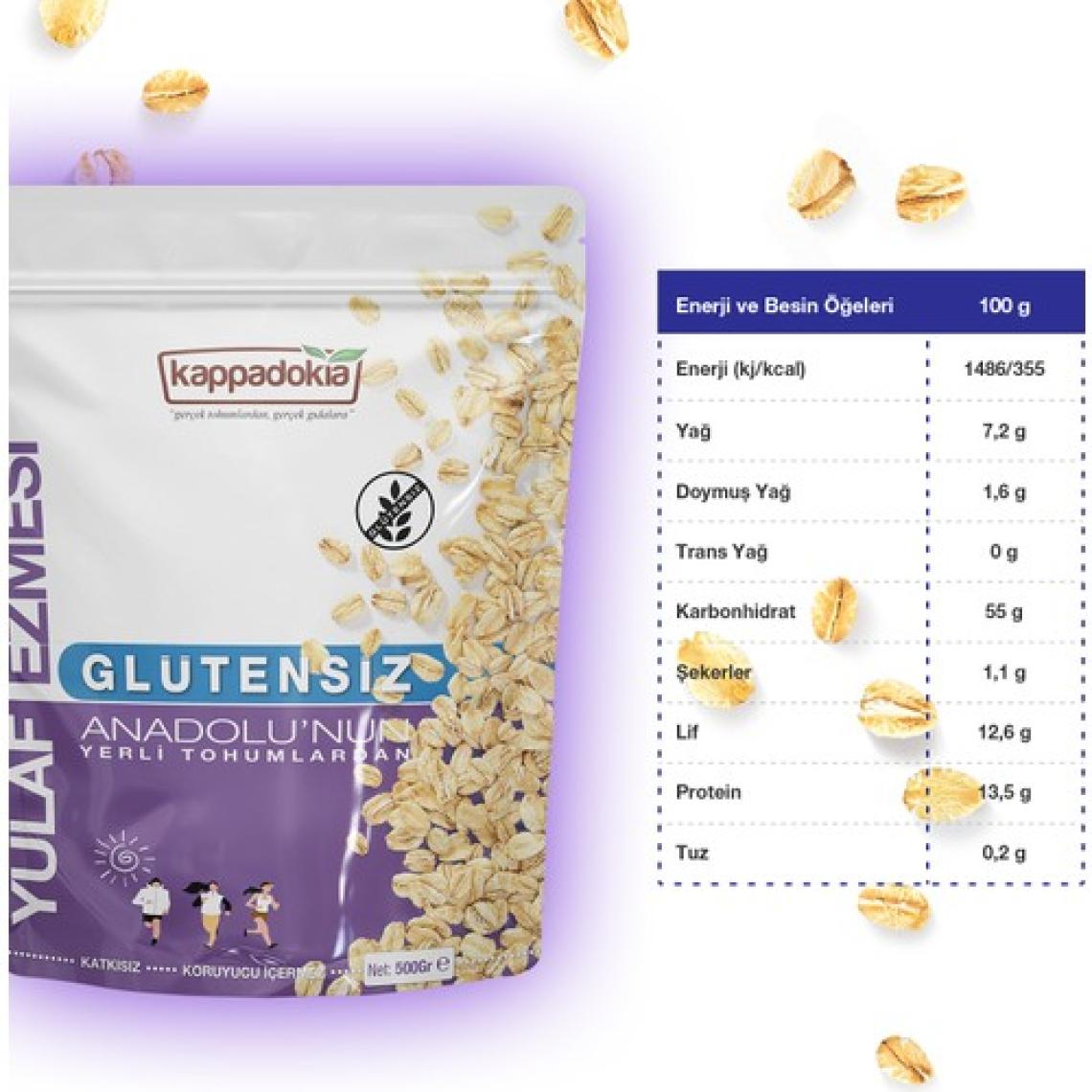 Kappadokia 1.5 Kg Yerli Glütensiz Yulaf Ezmesi (500 Gr x 3)