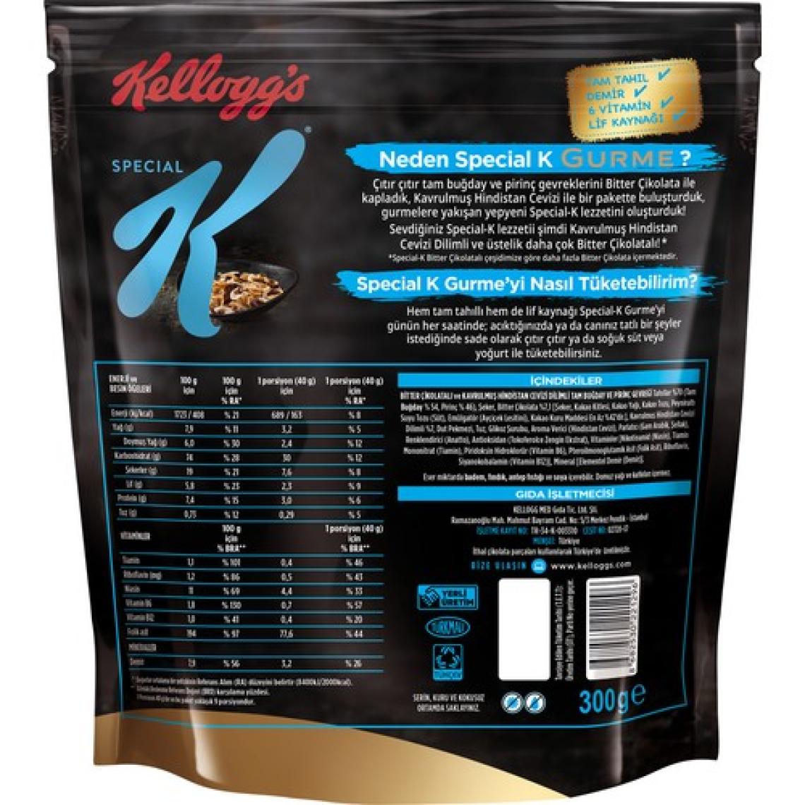 Kellogg's Special K Bitter Çikolatalı & Hindistan Cevizi Dilimli 300 Gr; %46 Yulaf içerir; Lif Kaynağı