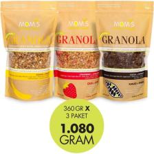 Mom's Natural Foods 3'lü granola Muz-Ceviz 360 G / Çilek-Chıa 360 G / Kakao-Fındık 360 G