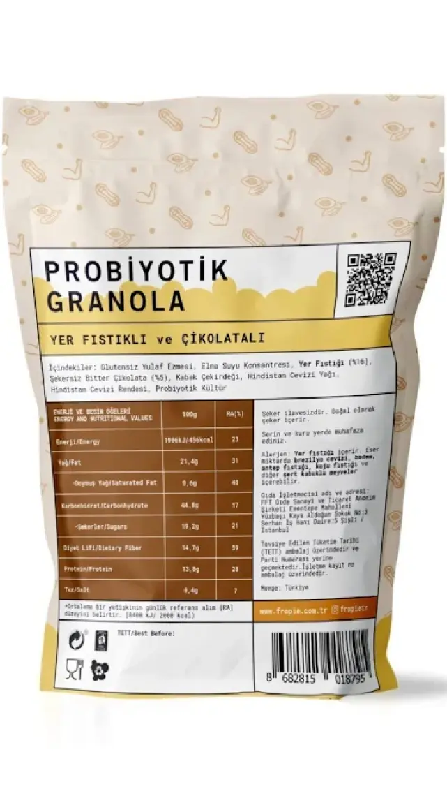 Glutensiz Yer Fıstığı & Çikolatalı Probiyotik Granola - 200 g